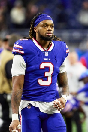 Buffalo Bills safety Damar Hamlin (3) walks off the field against the Cleveland Browns during an NFL football game, in Detroit
Browns Bills Football, Detroit, United States - 20 Nov 2022