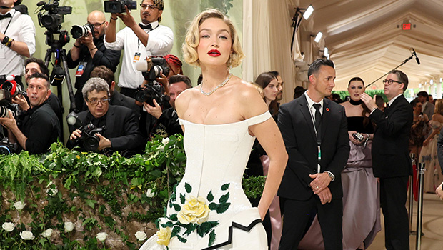 Gigi Hadid Exudes ’50s Film Celebrity Vibes in Lawn-Themed Get dressed on the 2024 Met Gala: Pictures
